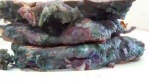 The sweet potato really doesn't react well to oxygen. I guess the blue color is kind if cool